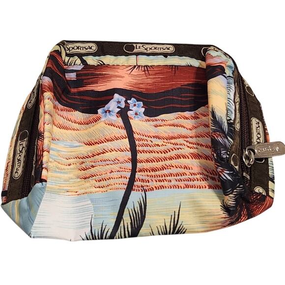LeSportsac‎ Tropical Hawaiian Palm Tree Ocean Cosmetic Bag Pouch - Picture 2 of 3
